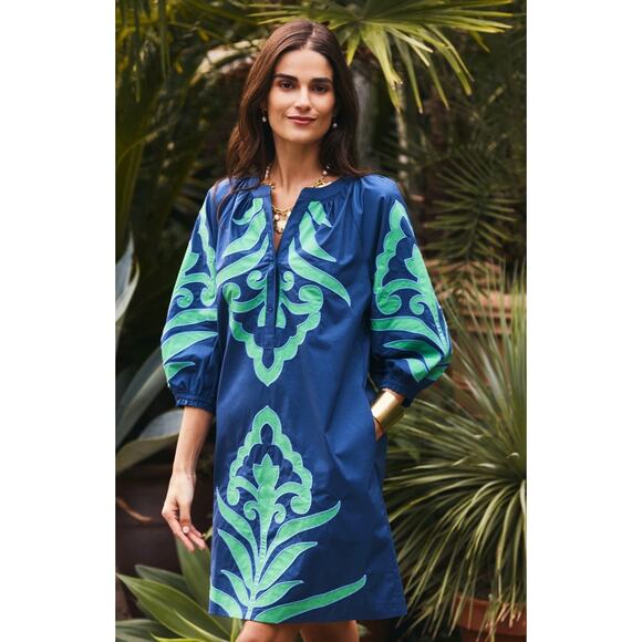 Tyler Boe SARA APPLIQUE embroidered shift dress size XS in Royale - Picture 2 of 5